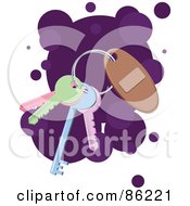 Royalty Free RF Clipart Illustration Of A Key Ring With A Brown Oval And Keys