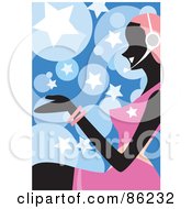 Royalty Free RF Clipart Illustration Of A Woman In Pnik Wearing A Headset And Gesturing