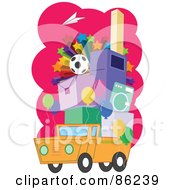 Pile Of Items And Stars On A Truck