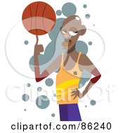 Royalty Free RF Clipart Illustration Of A Black Basketball Athlete Twirling A Ball On His Finger by mayawizard101
