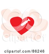 Poster, Art Print Of White Syringe On A Red Heart Over Pink