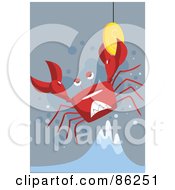 Poster, Art Print Of Crab Being Lifted Out Of Water Holding Onto A Coin