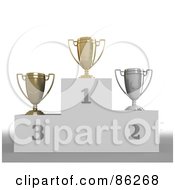 Trio Of First Second And Third Trophy Cups