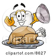 Poster, Art Print Of Tooth Mascot Cartoon Character Serving A Thanksgiving Turkey On A Platter