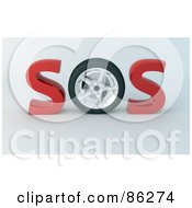 Poster, Art Print Of 3d Sos With A Tire As The O
