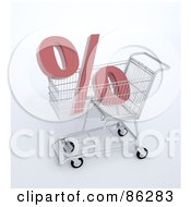 Poster, Art Print Of Percent Symbol In A 3d Shopping Cart