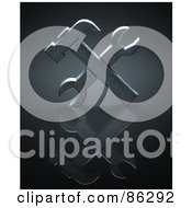 Royalty Free RF Clipart Illustration Of A 3d Hammer And Wrench Crossed Over Black