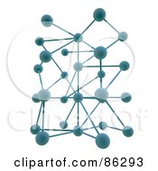 Poster, Art Print Of Complex Network Of 3d Blue Orbs