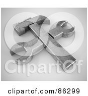 Royalty Free RF Clipart Illustration Of A 3d Crossed Hammer And Wrench