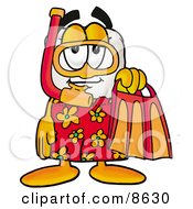 Poster, Art Print Of Tooth Mascot Cartoon Character In Orange And Red Snorkel Gear