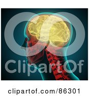 Royalty Free RF Clipart Illustration Of A Glowing Yellow Brain