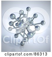 Poster, Art Print Of Network Of Chrome Dots On Gray