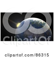 Royalty Free RF Clipart Illustration Of A Meteor Smashing Into Earth