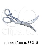 Royalty Free RF Clipart Illustration Of A Pair Of Scissors Flipped Backwards by Mopic