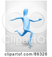 Royalty Free RF Clipart Illustration Of A 3d Blue Figure Running by Mopic