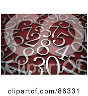 Background Of Brushed Silver Numbers On Red