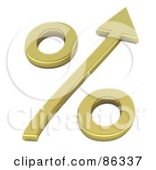 Poster, Art Print Of 3d Golden Percentage Symbol With An Arrow