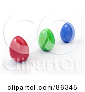 Royalty Free RF Clipart Illustration Of A Row Of Red Green And Blue 3d Eggs by Mopic