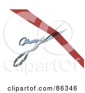 Royalty Free RF Clipart Illustration Of A Red Ribbon Being Cut By Scissors