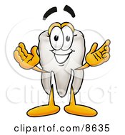 Clipart Picture Of A Tooth Mascot Cartoon Character With Welcoming Open Arms