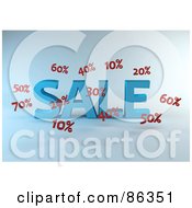 Royalty Free RF Clipart Illustration Of A 3d Blue Word Sale With Discounts by Mopic