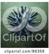Royalty Free RF Clipart Illustration Of A 3d Gray Bacteria On Green by Mopic