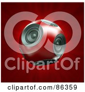 Poster, Art Print Of 3d Round Red Ball Of Speakers Over Red