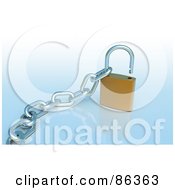 Poster, Art Print Of 3d Gold Padlock With A Chain Inside The Loop