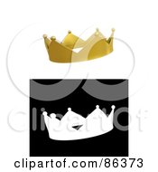 Digital Collage Of A 3d Golden Crown And Black And White Version