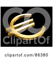 Angled View Of A 3d Golden Euro Currency Symbol On Black