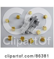 Poster, Art Print Of Silver 3d Cubes Forming A Dollar Symbol Surrounded By Gold Cubes