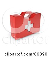 Poster, Art Print Of Red 3d First Aid Kit With A White Cross