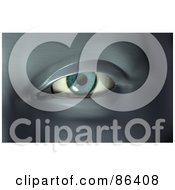 Royalty Free RF Clipart Illustration Of A Blue Eye On A Steel Face