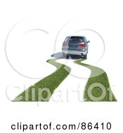 Poster, Art Print Of 3d Car Leaving A Grassy Path Behind