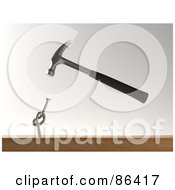 Royalty Free RF Clipart Illustration Of A Hammer Hitting A Knotted Nail