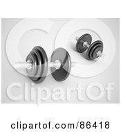 Royalty Free RF Clipart Illustration Of A Set Of Dumb Bells On The Floor