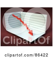 Royalty Free RF Clipart Illustration Of A Box Graph With A Red Decline Arrow by Mopic