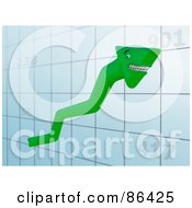 Royalty Free RF Clipart Illustration Of A Grinning Green Arrow Moving Up On A Graph by Mopic