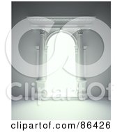 Royalty Free RF Clipart Illustration Of A Light Shining Through An Open Columnar Portal by Mopic