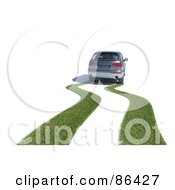 Poster, Art Print Of Grassy Path Behind A Hybrid Car