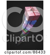 Poster, Art Print Of Twisting Stack Of Colorful Presents Rising Out Of Black