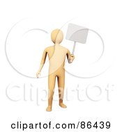Royalty Free RF Clipart Illustration Of A 3d Orange Figure Holding A Blank White Sign by Mopic