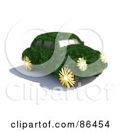 Poster, Art Print Of Grassy Slug Bug Car With Flower Wheels And Lights