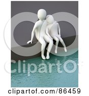 Poster, Art Print Of 3d White Couple Dipping Their Feet In A Pool