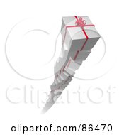 Royalty Free RF Clipart Illustration Of A Twisting Pile Of Red And White Presents Emerging From White by Mopic