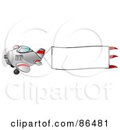 Poster, Art Print Of Cute Airplane With A Blank White Banner