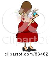 Royalty Free RF Clipart Illustration Of A Chubby Brunette Woman Spritzing On Perfume by djart