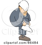 Poster, Art Print Of Caucasian Worker Man Putting A Cover On Over His Boot