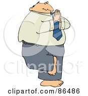 Royalty Free RF Clipart Illustration Of A Caucasian Businessman Balancing On One Leg And Meditating