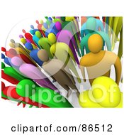 Royalty Free RF Clipart Illustration Of A Crowd Of Colorful 3d People Standing And Facing Front